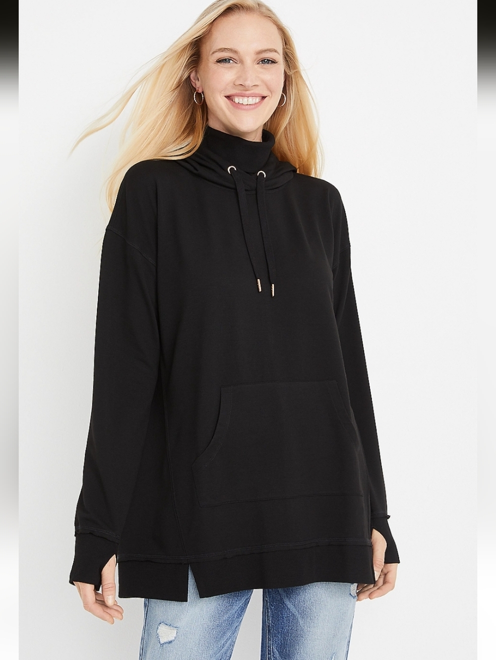 Maurices Solid Mock Neck Tunic Hoodie- XXL - Picture 2 of 7